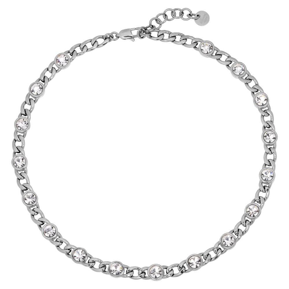 Dyrberg Kern Collana Silver Necklace - Crystal - McCloys Jewellery